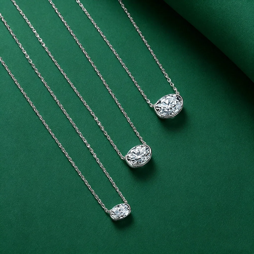 Collar de Moissanita Ovalada c - Bezels Set Pendant reseña y precio